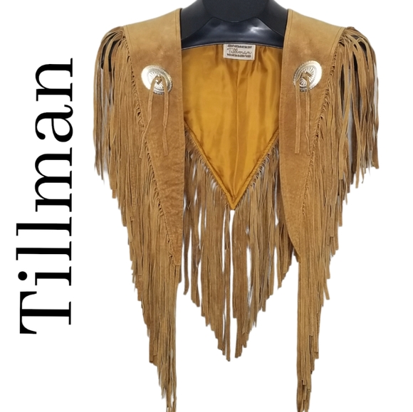Tillman Jackets & Blazers - Vintage Tillmans Western Style Fringe Suede Shawl